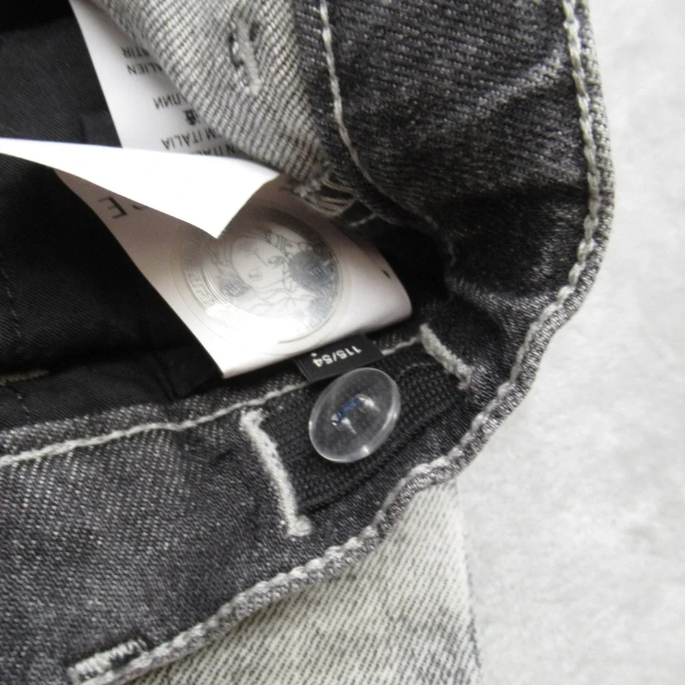 Versace Jeans Youth 6A 22X21 Gray Logo Graphic‎ Button Waist Straight Italy Made